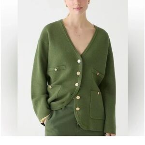 J Crew Olive Green Button-Up Women's Sweater